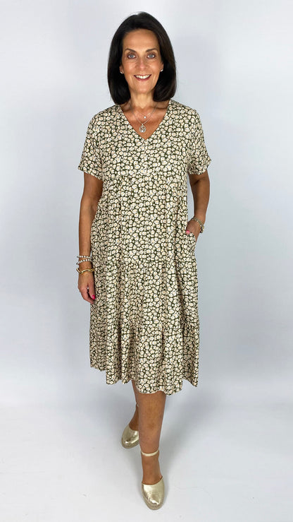 Ditsy print tiered midi dress | 4 Colours | last 1