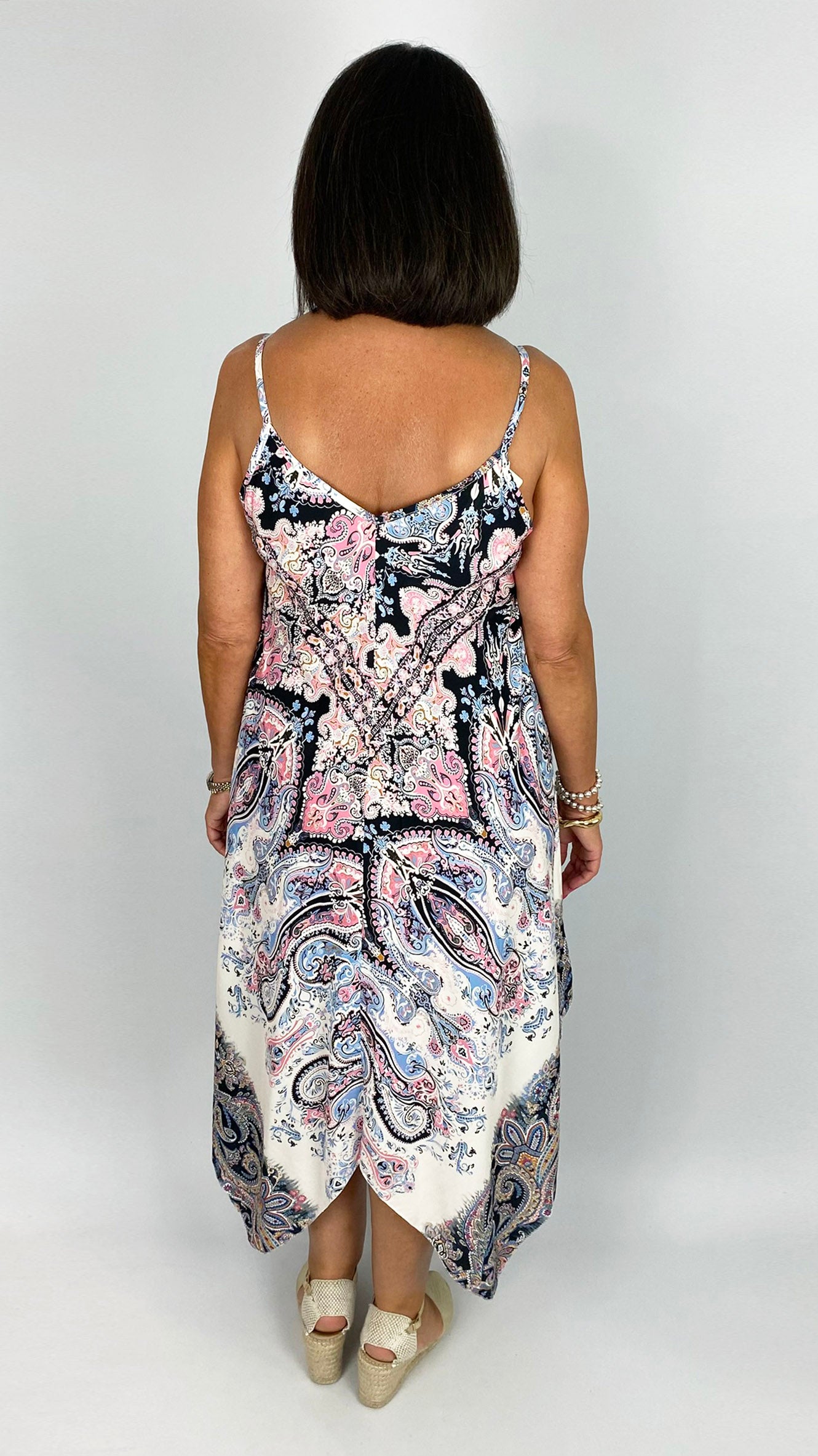 Handkerchief hem print strappy dress | 4 Colours