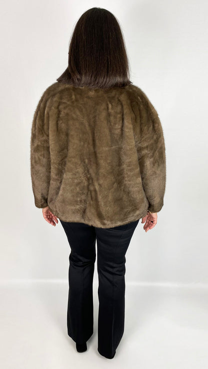 Luxury faux fur short jacket (Brown)