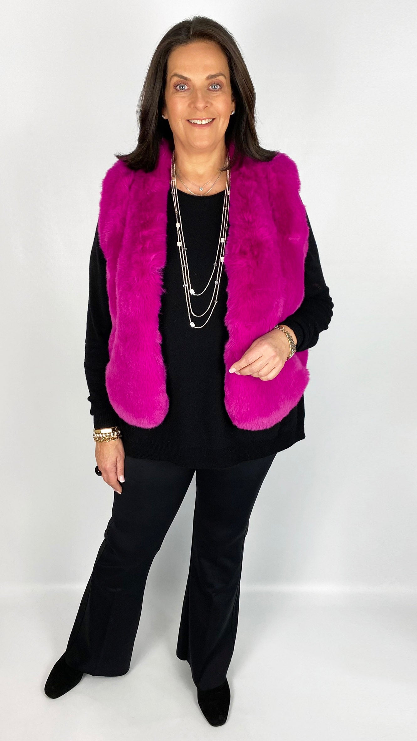 Short luxury faux fur gilet (Hot Pink) by Malissa J