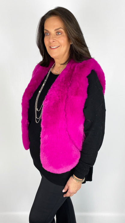 Short luxury faux fur gilet (Hot Pink) by Malissa J