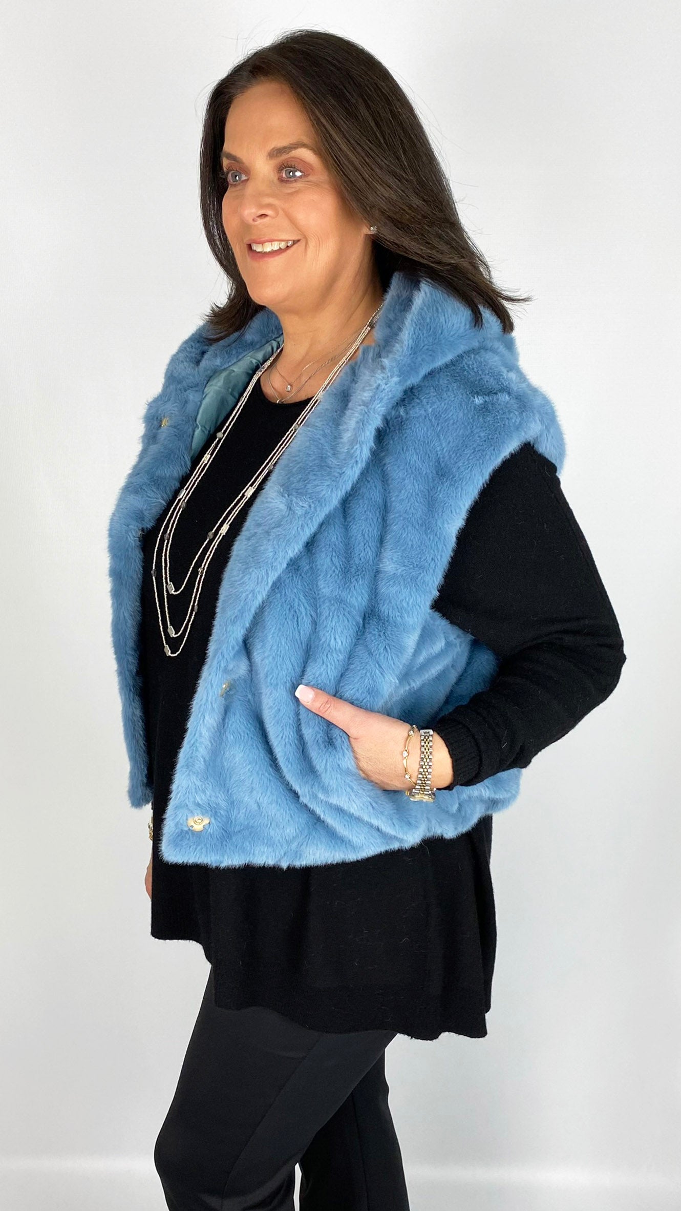 Hooded luxury faux fur gilet (2 Colours) by Malissa J