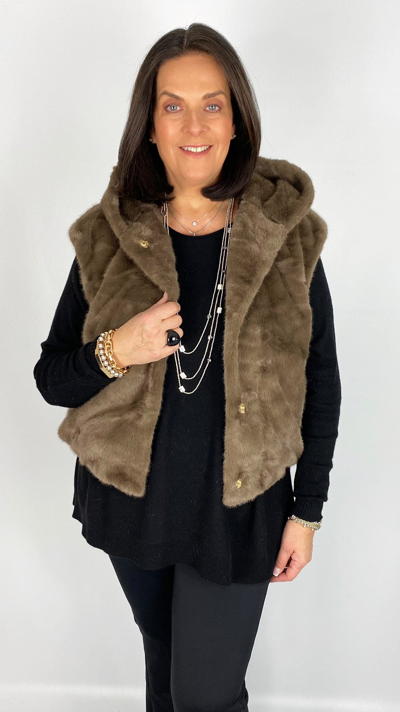 Hooded luxury faux fur gilet (2 Colours) by Malissa J