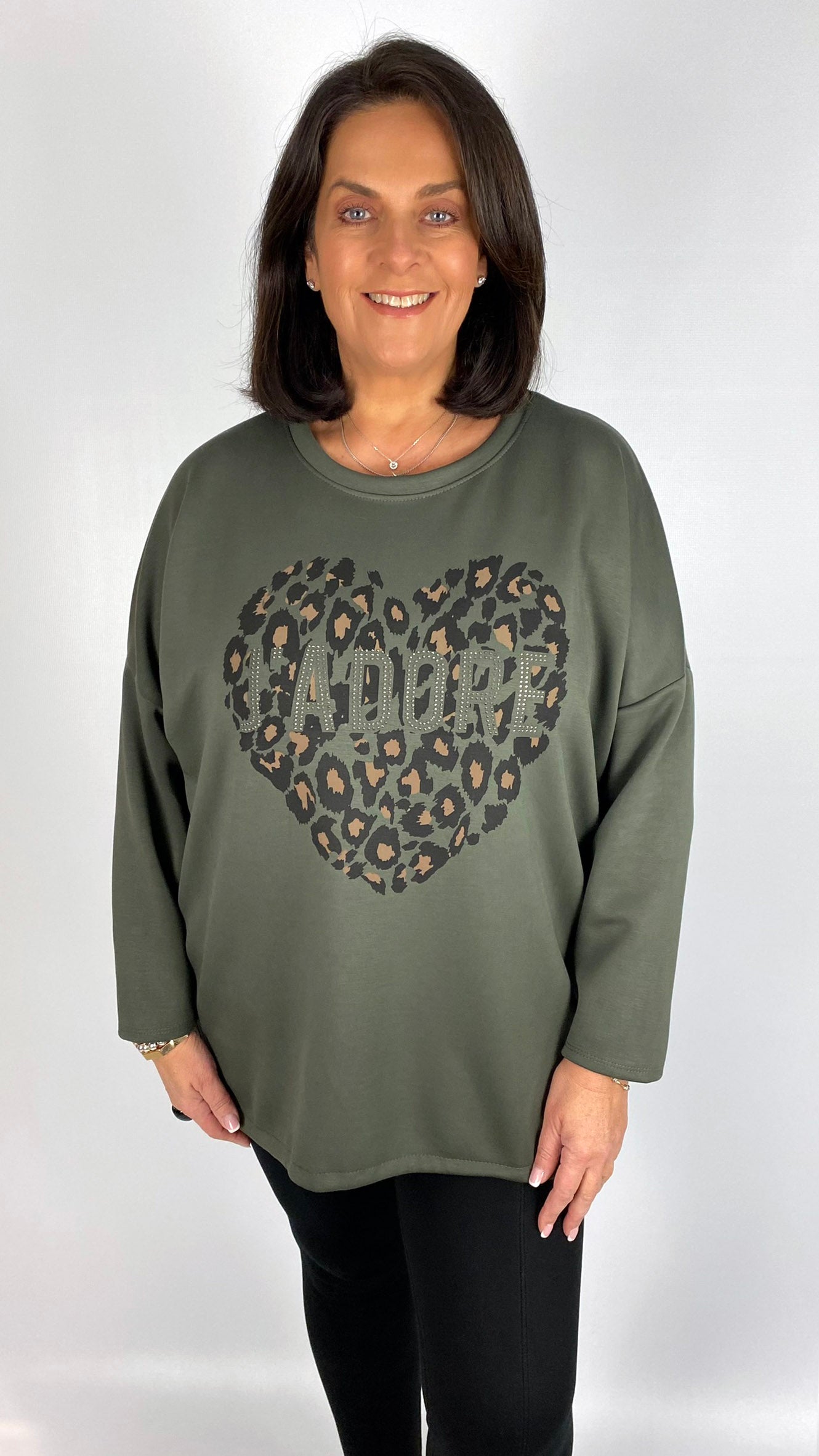 Neoprene-feel AP heart J'adore top (5 Colours)