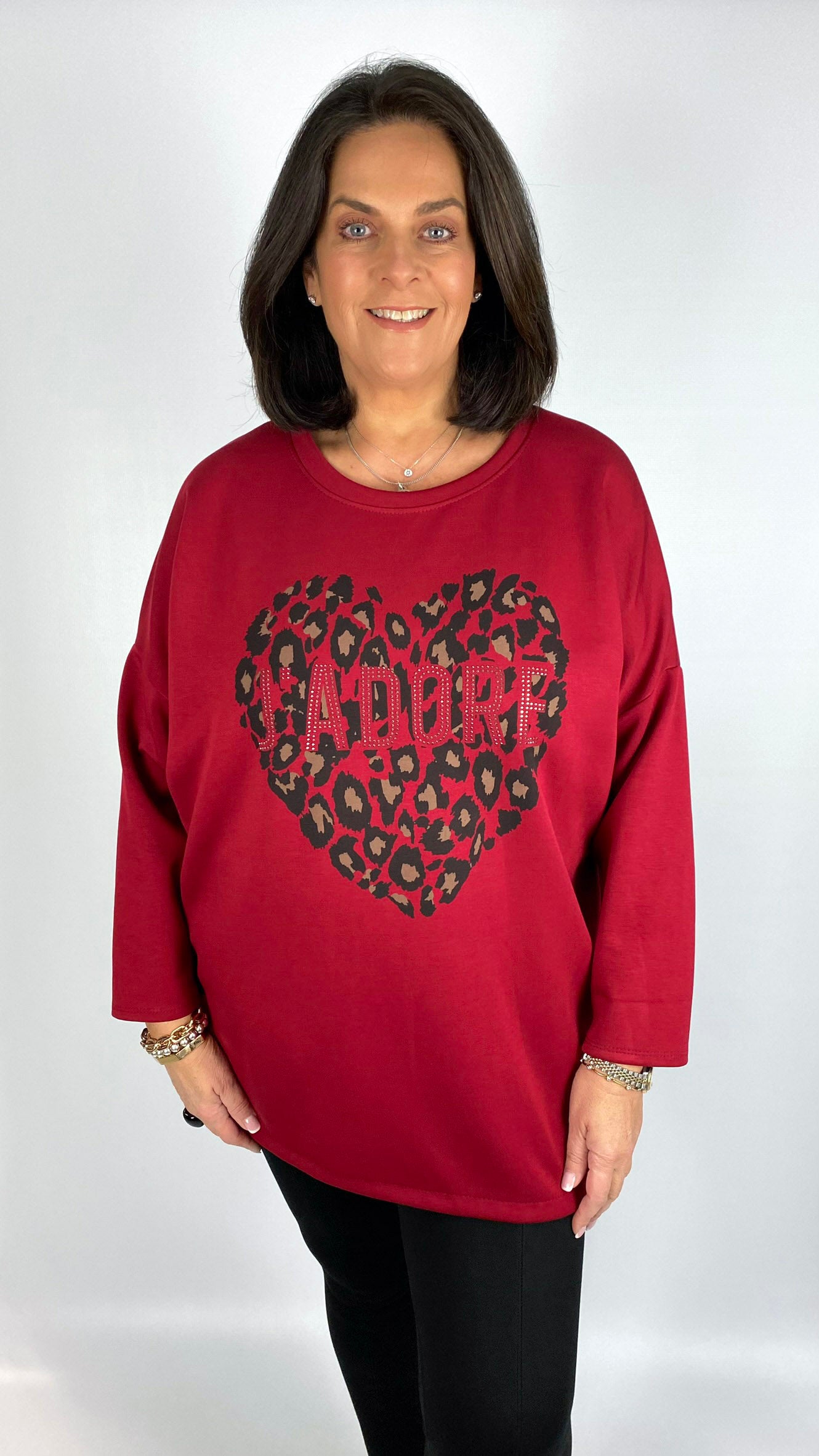 Neoprene-feel AP heart J'adore top (5 Colours)