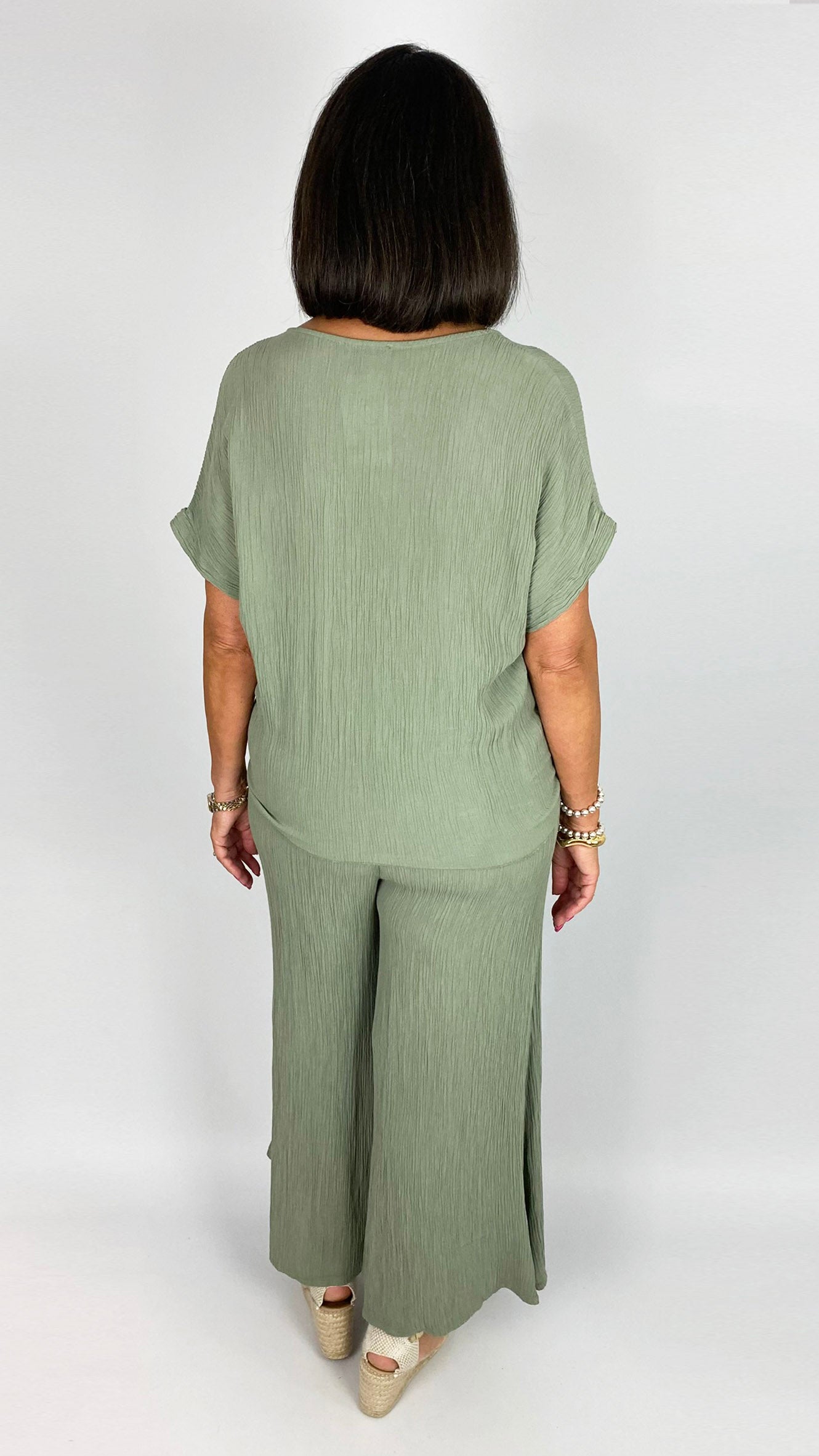 Crinkle tie front top & culotte pant set | 4 Colours