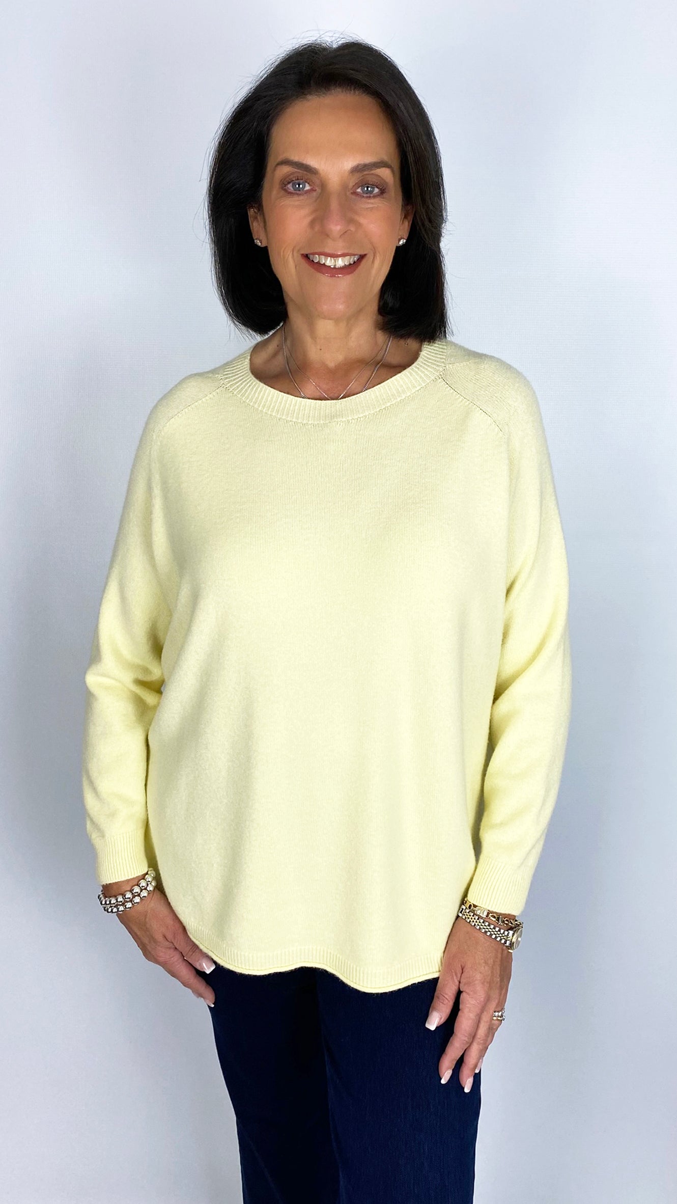 My ribbed round neck curved hem jumper | 5 Colours