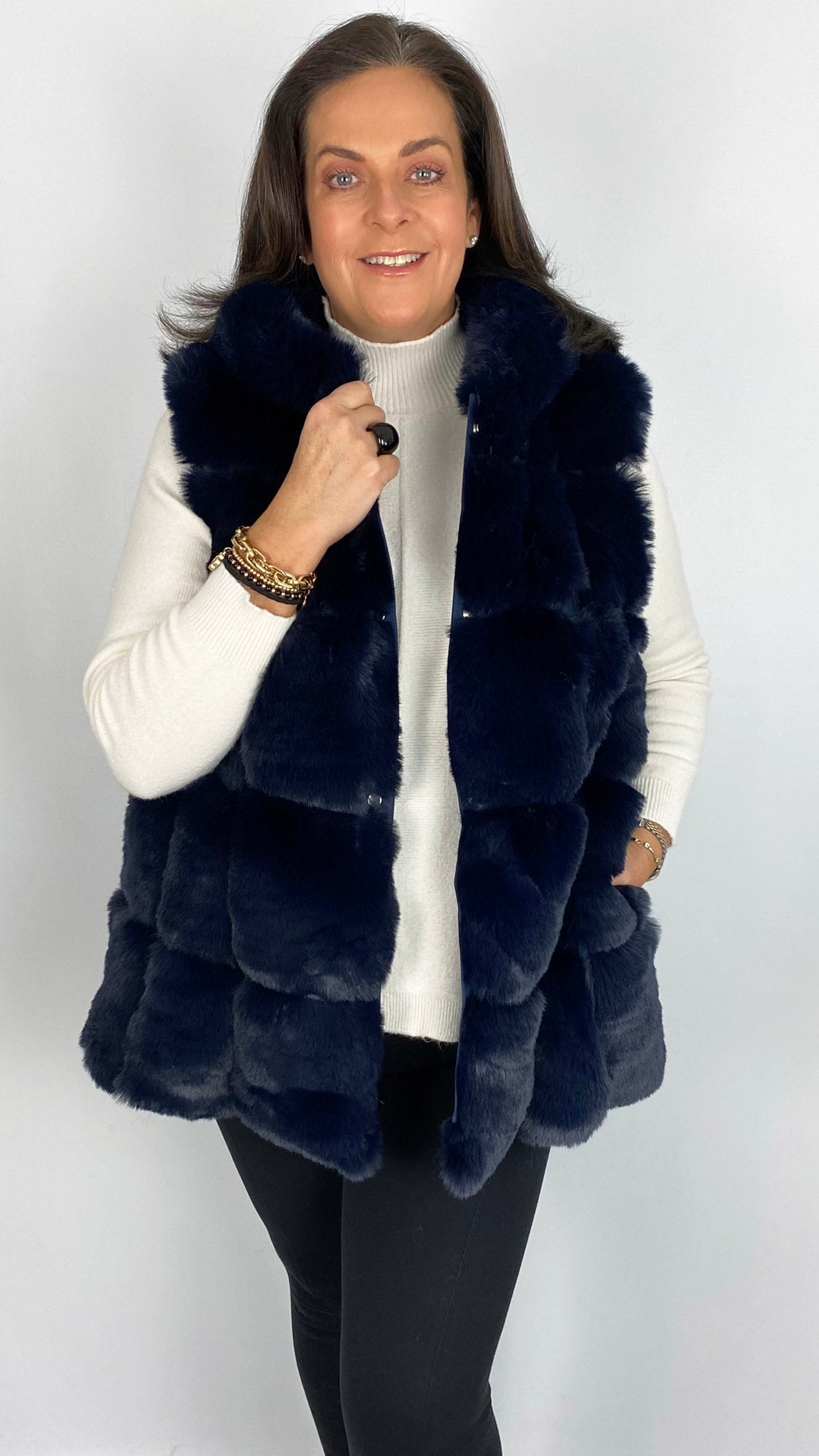 Long Faux Fur Hooded Gilet (3 Colours)