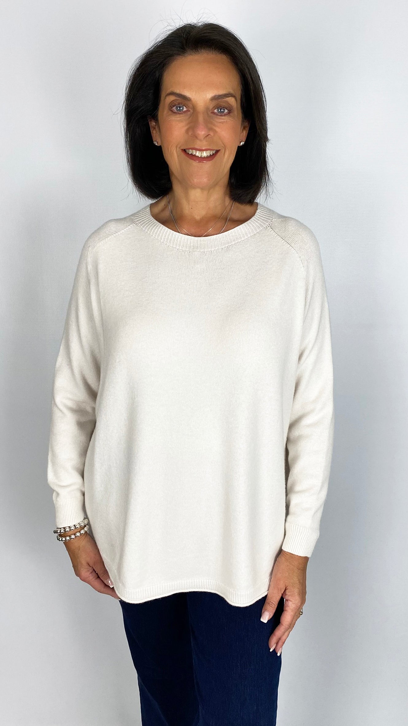 My ribbed round neck curved hem jumper | 5 Colours