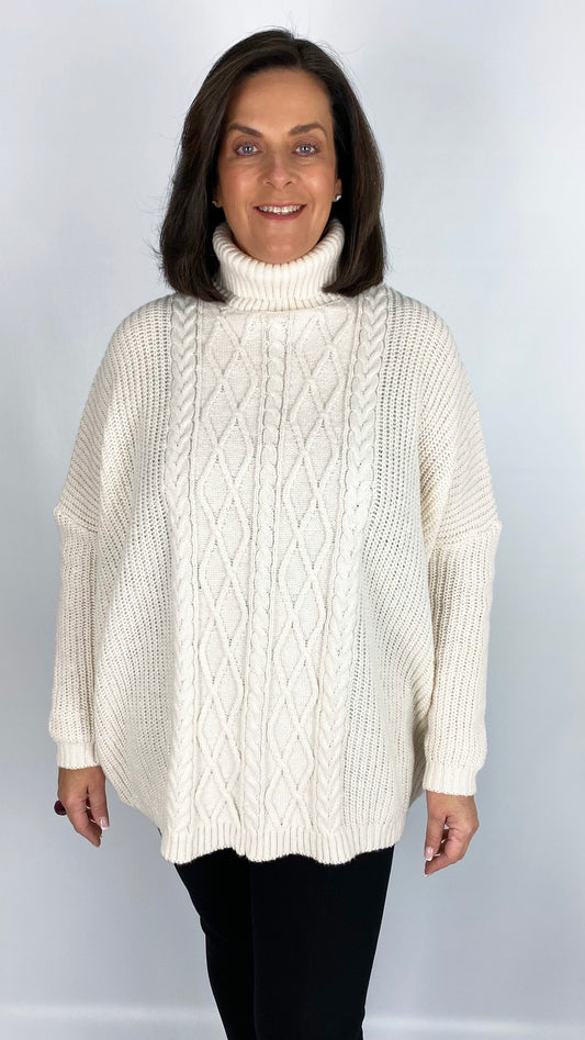 Cable knit oversized rollneck jumper (2 Colours)