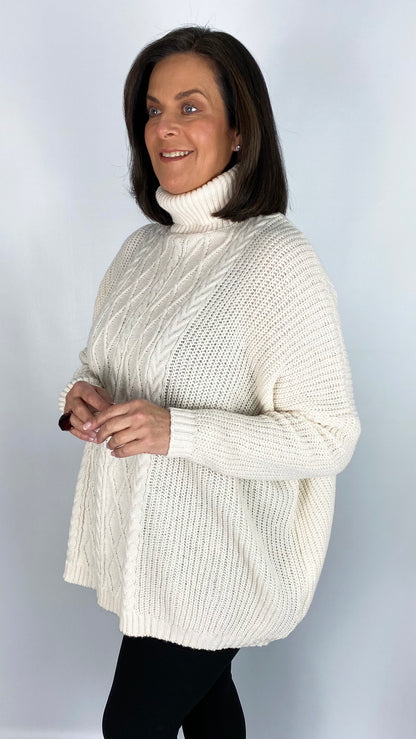 Cable knit oversized rollneck jumper (2 Colours)