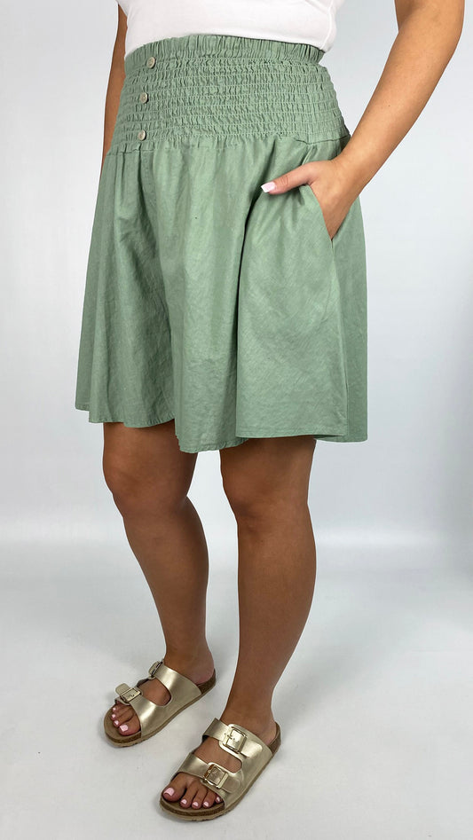 Wide-leg shirred waist pocket shorts | 6 Colours | back in!