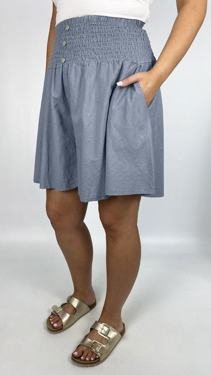 Wide-leg shirred waist pocket shorts | 6 Colours