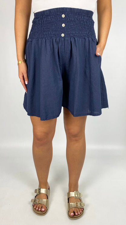 Wide-leg shirred waist pocket shorts | 6 Colours