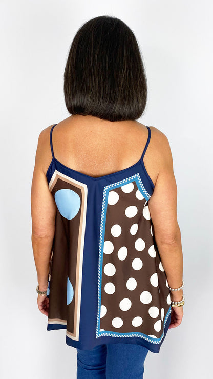 Satin-feel strappy polka dot top | 3 Colours