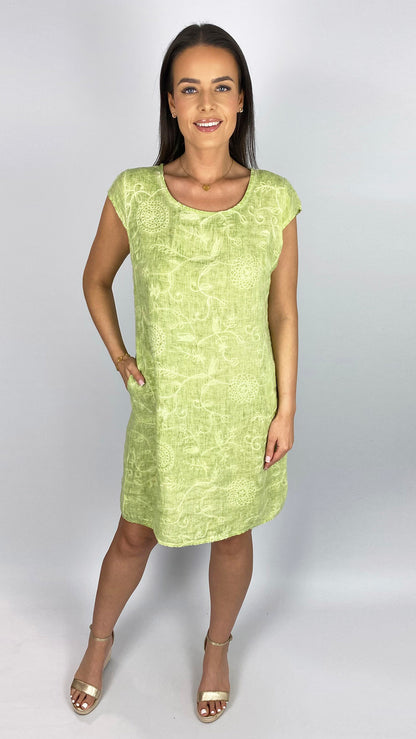 Embroidered front linen dress | 6 Colours