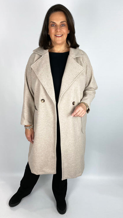 Relaxed fit double breasted midi coat (2 Colours)