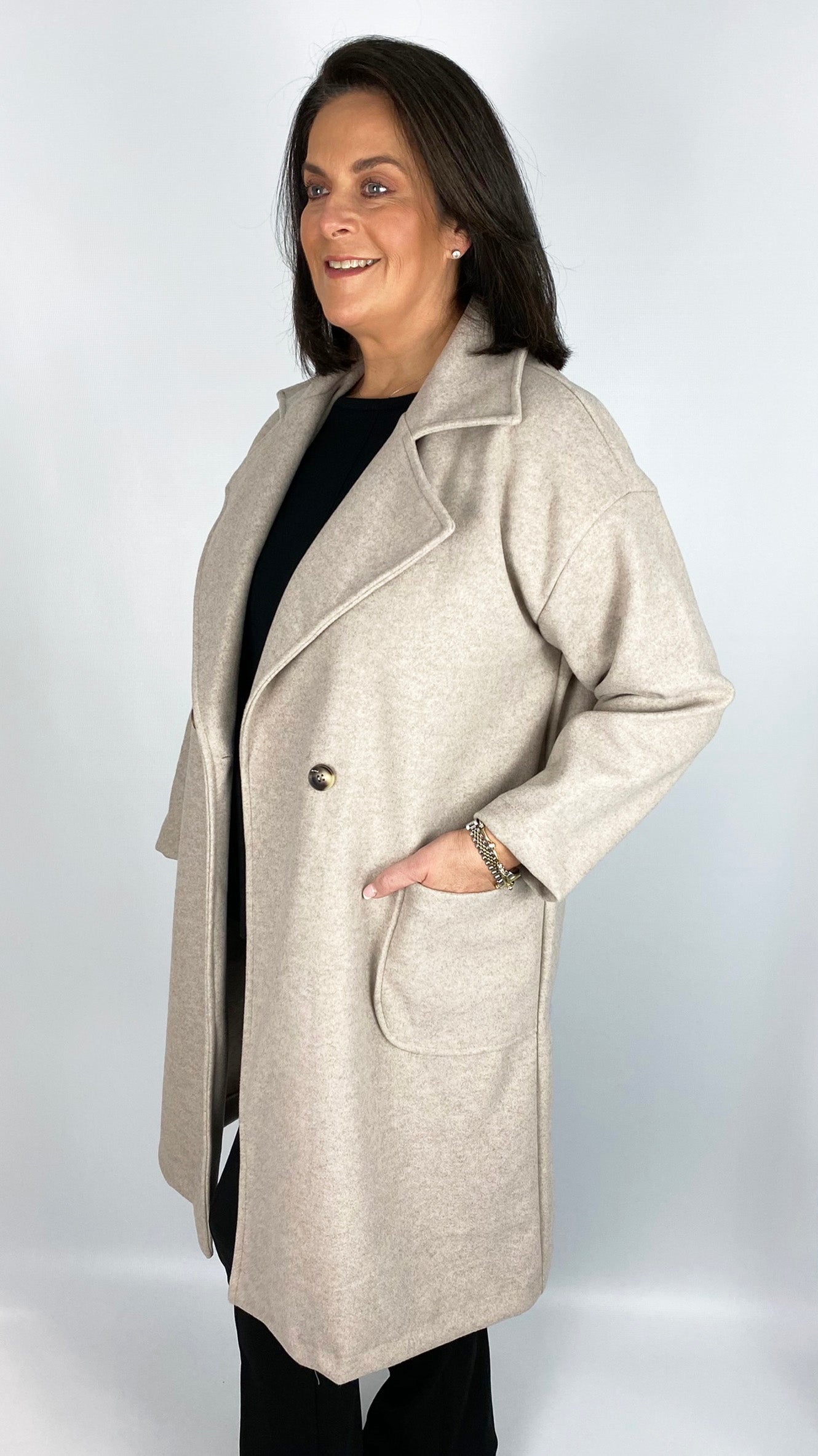 Relaxed fit double breasted midi coat (2 Colours)