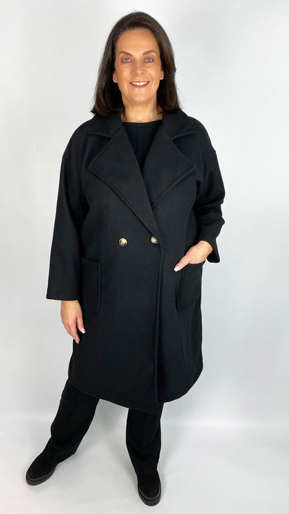 Relaxed fit double breasted midi coat (2 Colours)