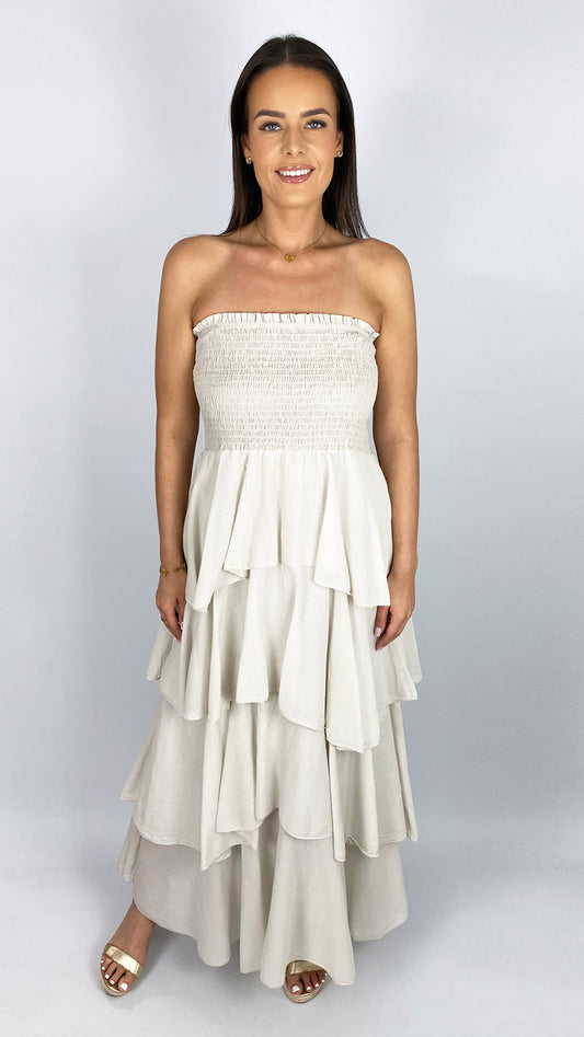 Ruffle layered strapless dress | 2 Colours
