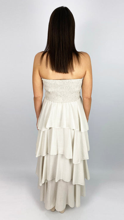 Ruffle layered strapless dress | 2 Colours