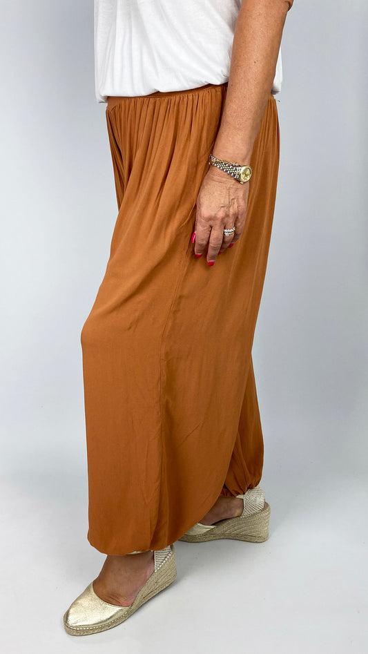 Ruched waistband jersey harem pants | 6 colours | back in! + new! Rust