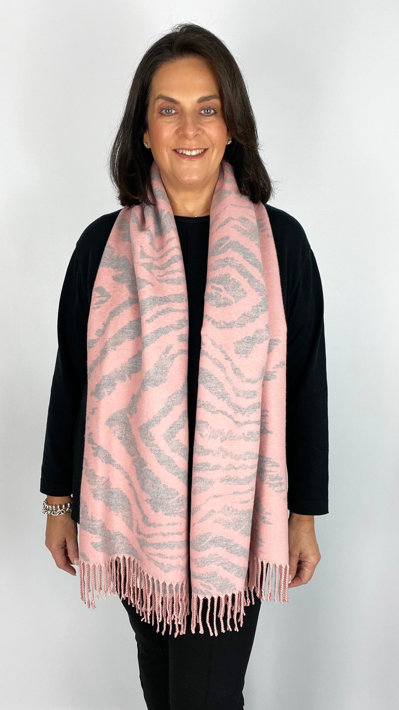 Zebra print soft fringed scarf (4 Colours)