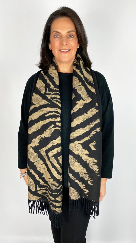 Zebra print soft fringed scarf (4 Colours)