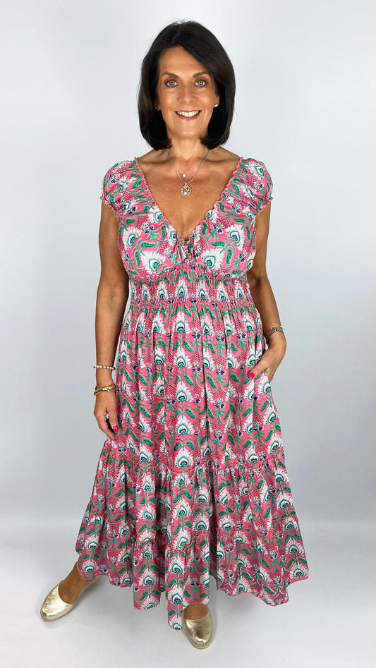Shirred waist cotton print dress | 6 Colours
