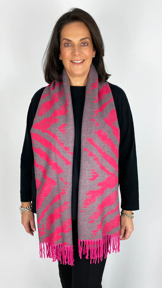 Zebra print soft fringed scarf (4 Colours)