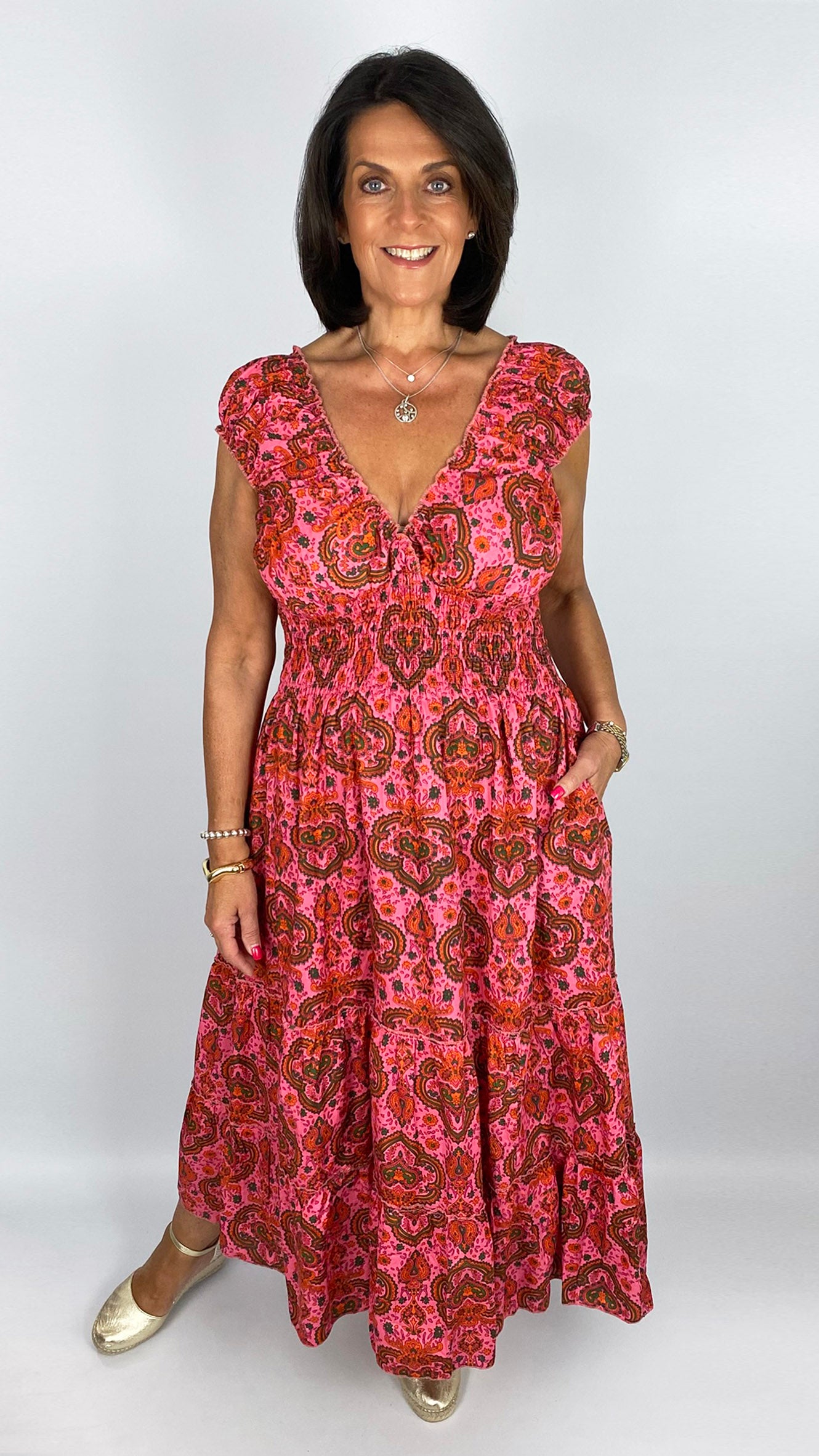 Shirred waist cotton print dress | 6 Colours