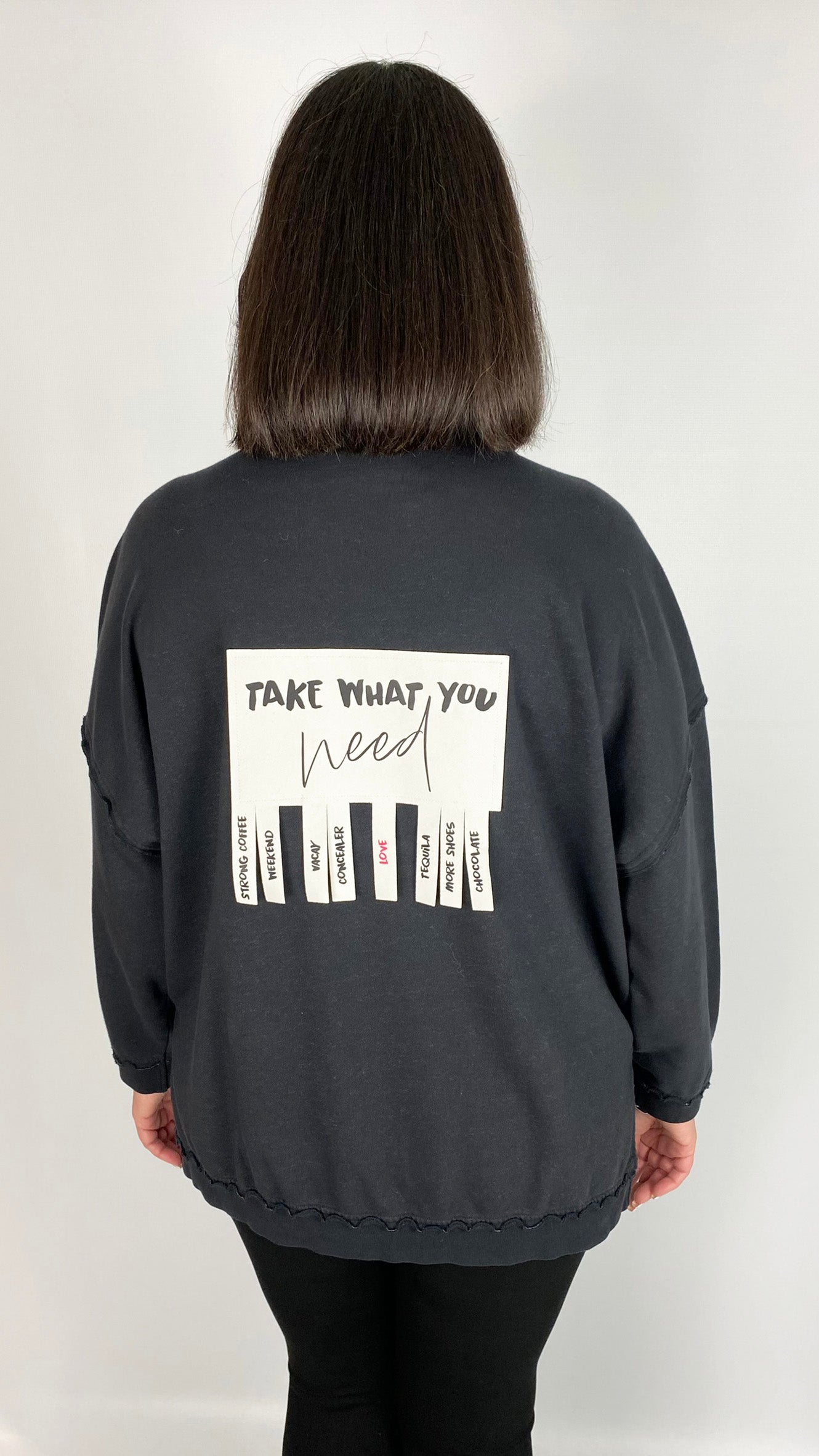 Vintage look motif back sweatshirt by Smith & Soul (Black)