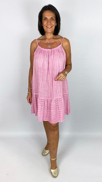 Strappy stripe cotton mix sundress | 5 Colours