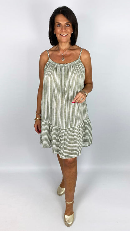 Strappy stripe cotton mix sundress | 5 Colours