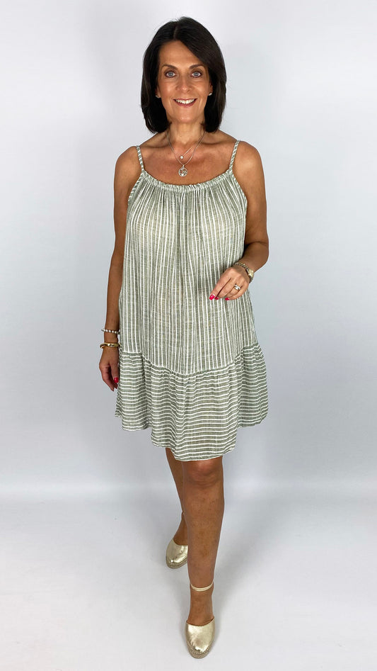 Strappy stripe cotton mix sundress | 5 Colours