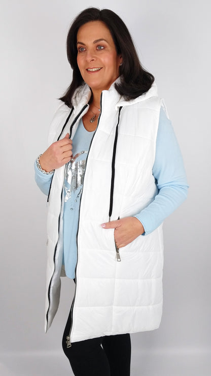 Zip-though padded gilet w/ hood (3 Colours) - last 1