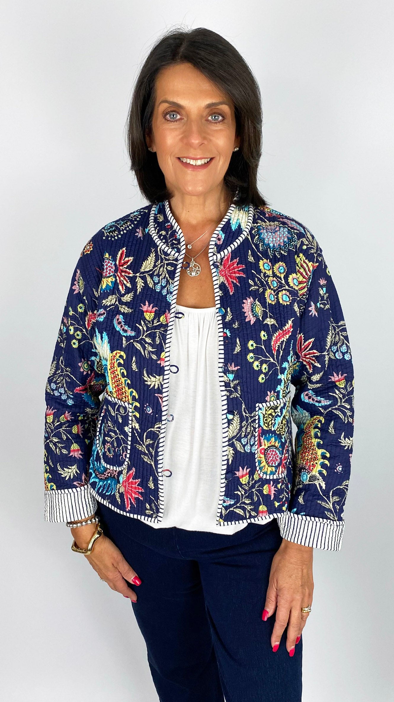 Cotton quilted reversible print jacket