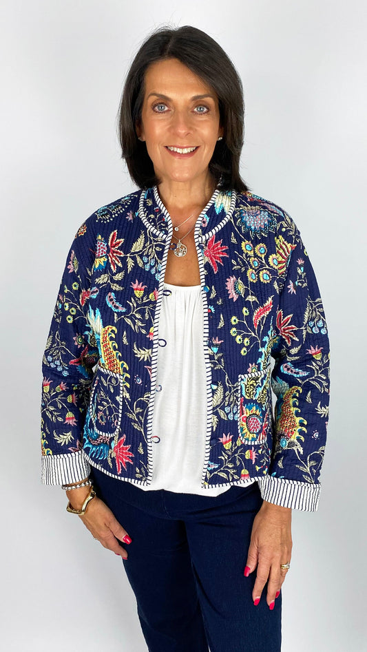 Cotton quilted reversible print jacket