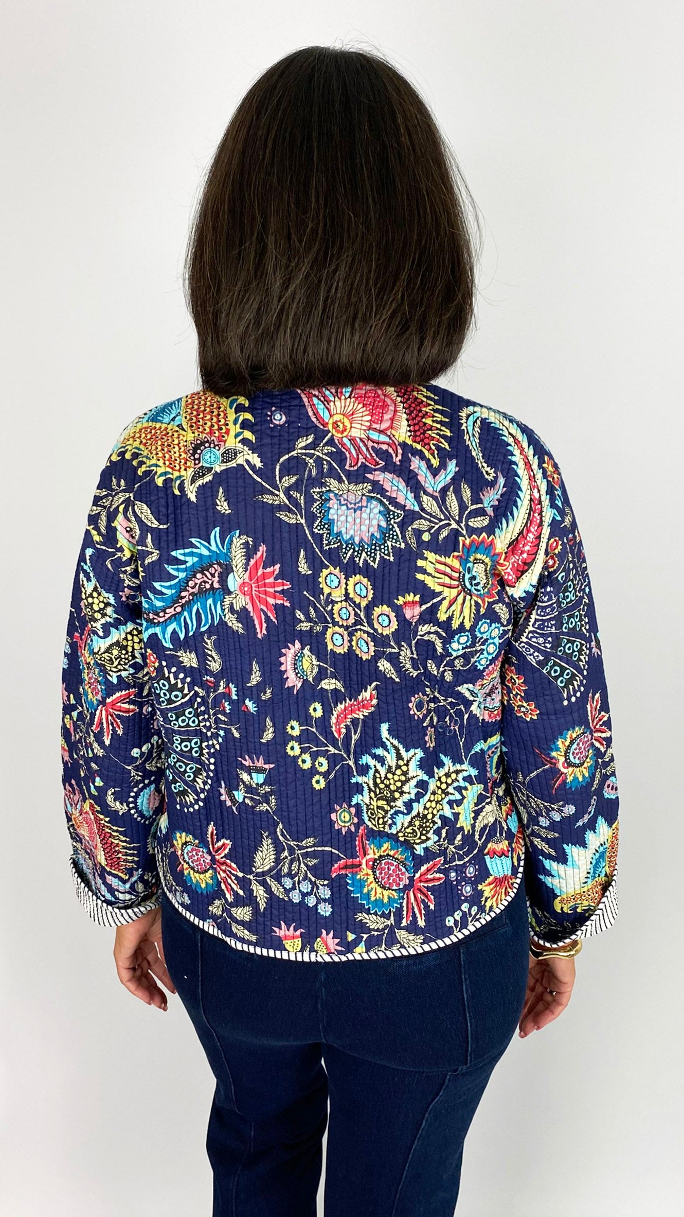 Cotton quilted reversible print jacket