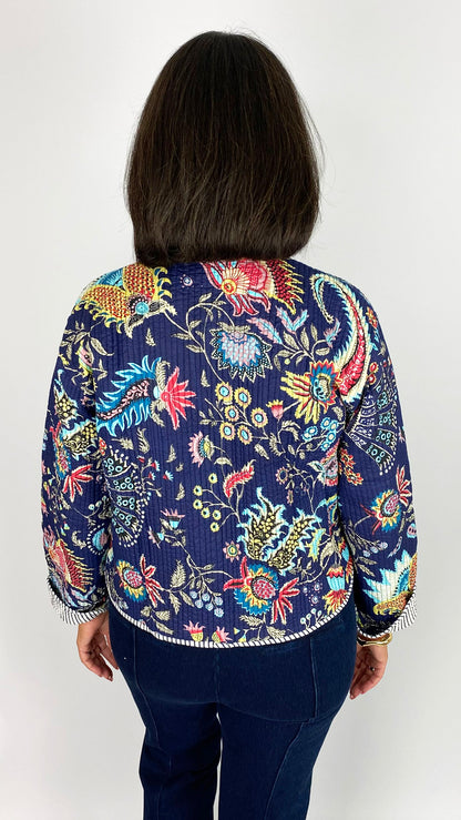 Cotton quilted reversible print jacket