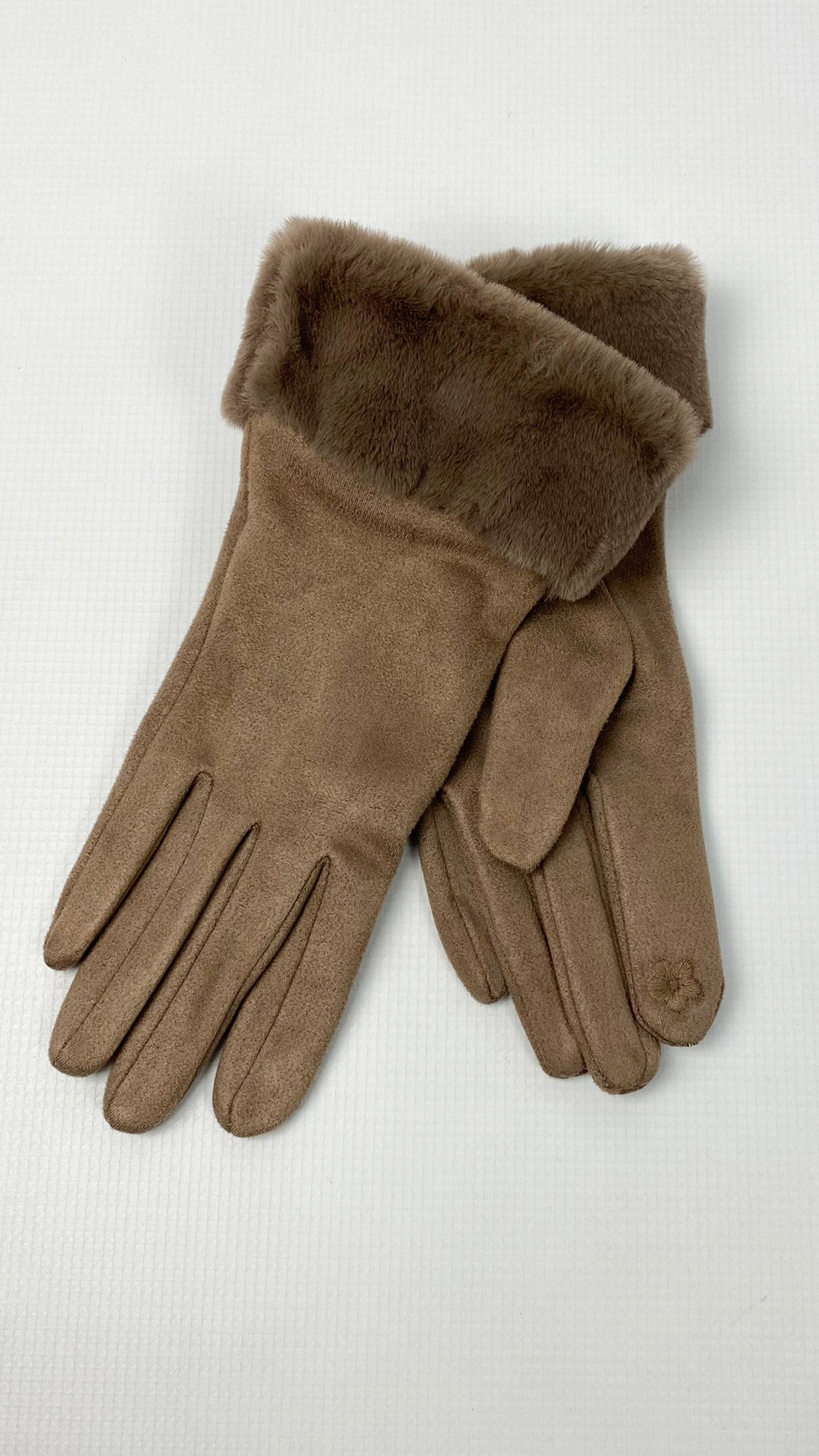 Faux suede & faux fur trimmed gloves (5 Colours)