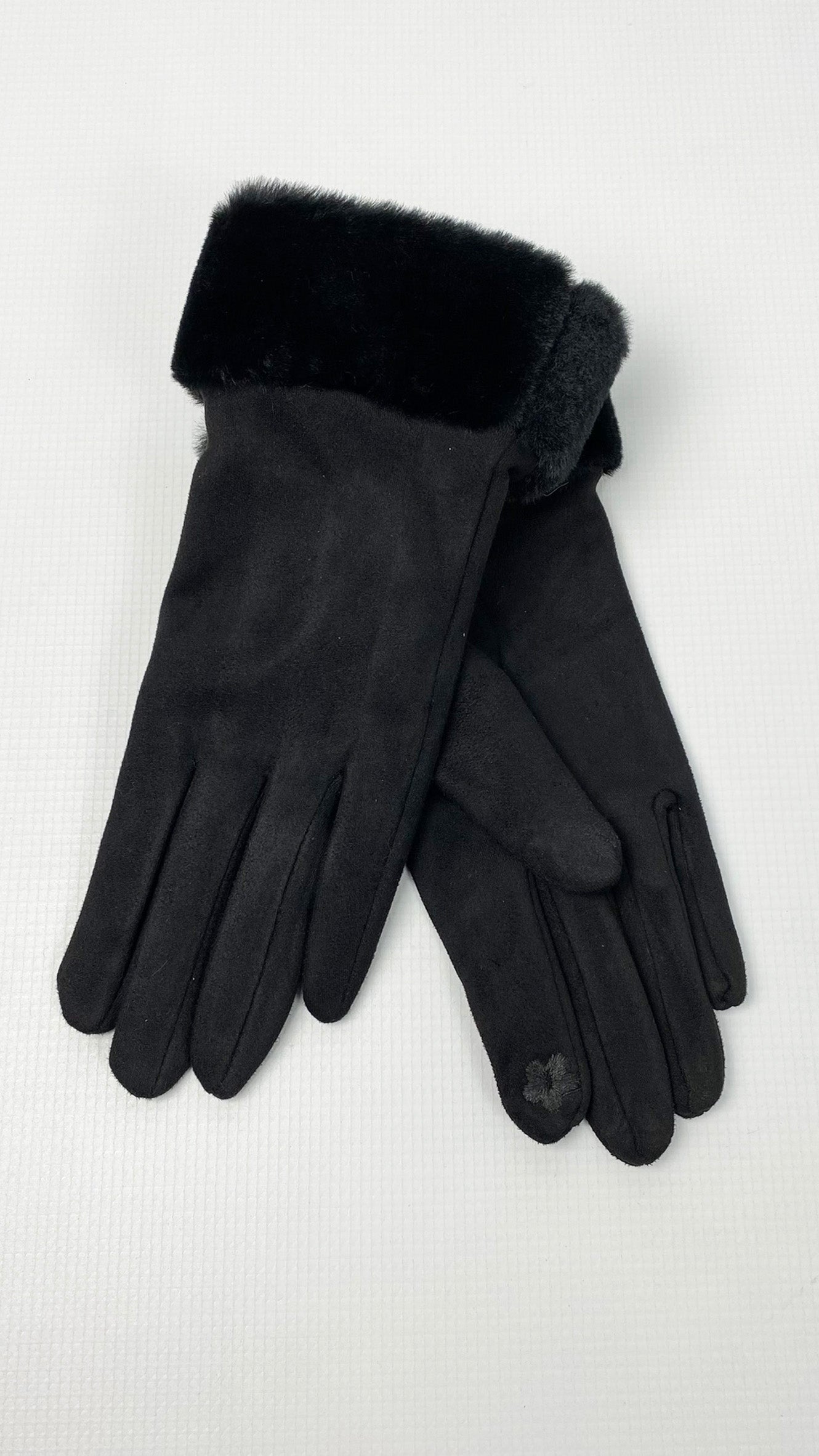 Faux suede & faux fur trimmed gloves (5 Colours)