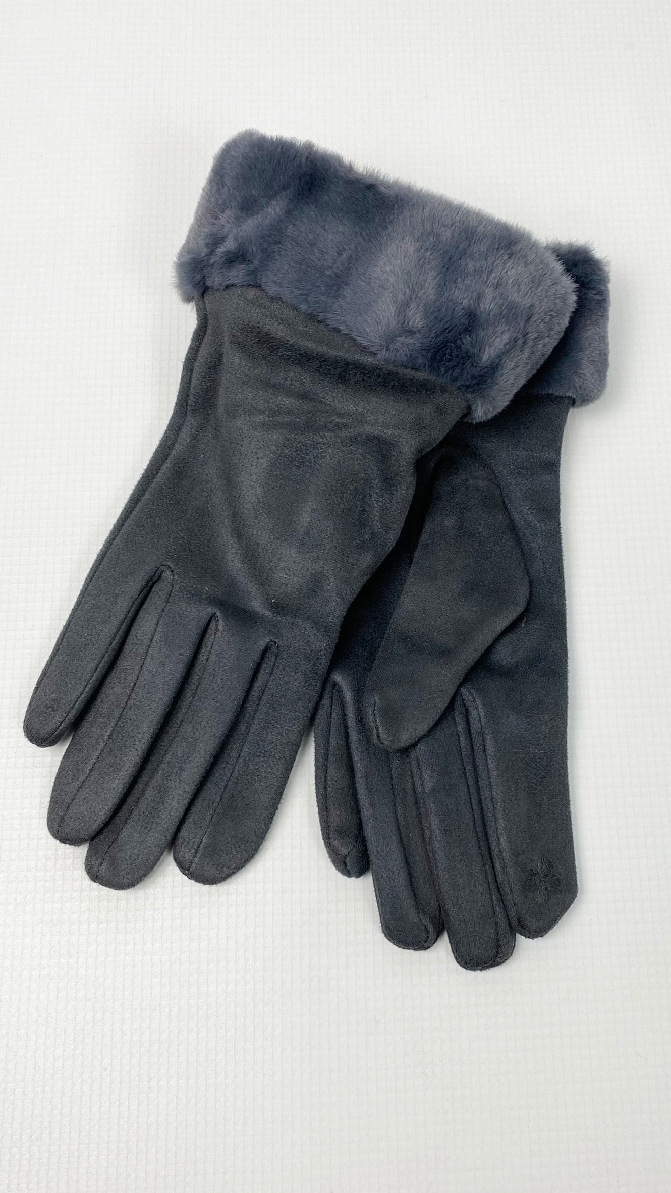 Faux suede & faux fur trimmed gloves (5 Colours)