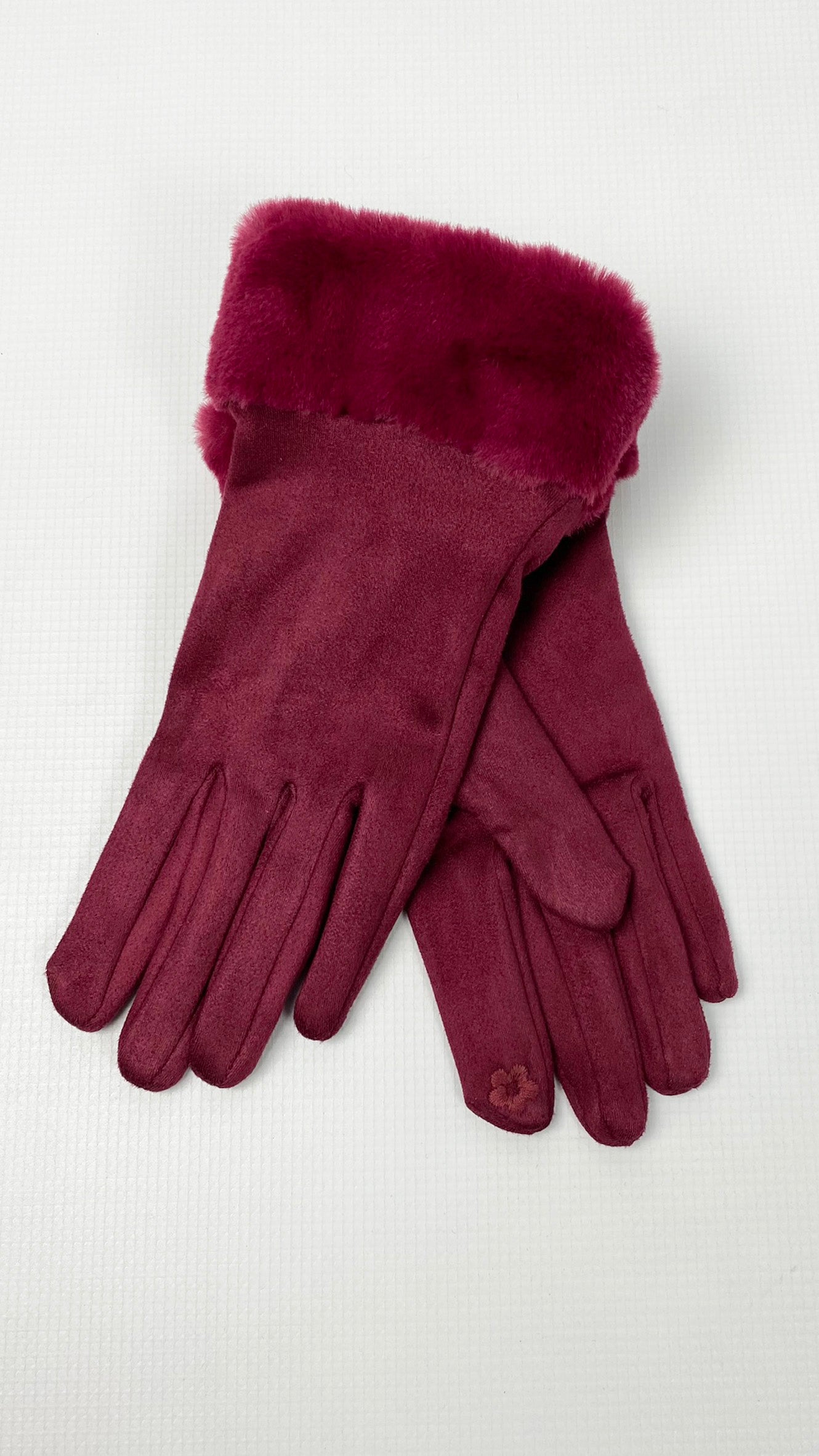 Faux suede & faux fur trimmed gloves (5 Colours)