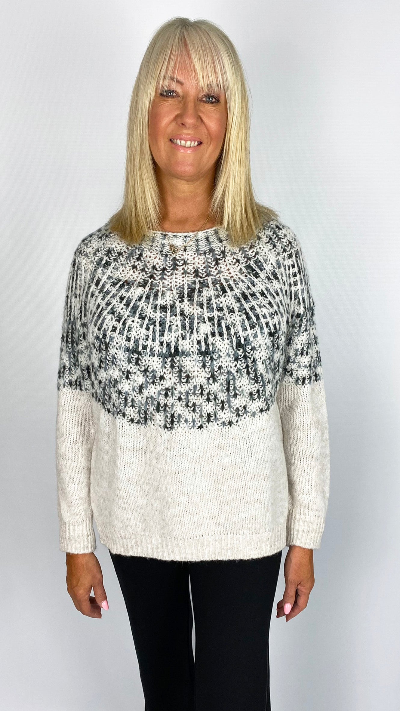 Scandi 2 tone knitted jumper (2 Colours) - last 1s