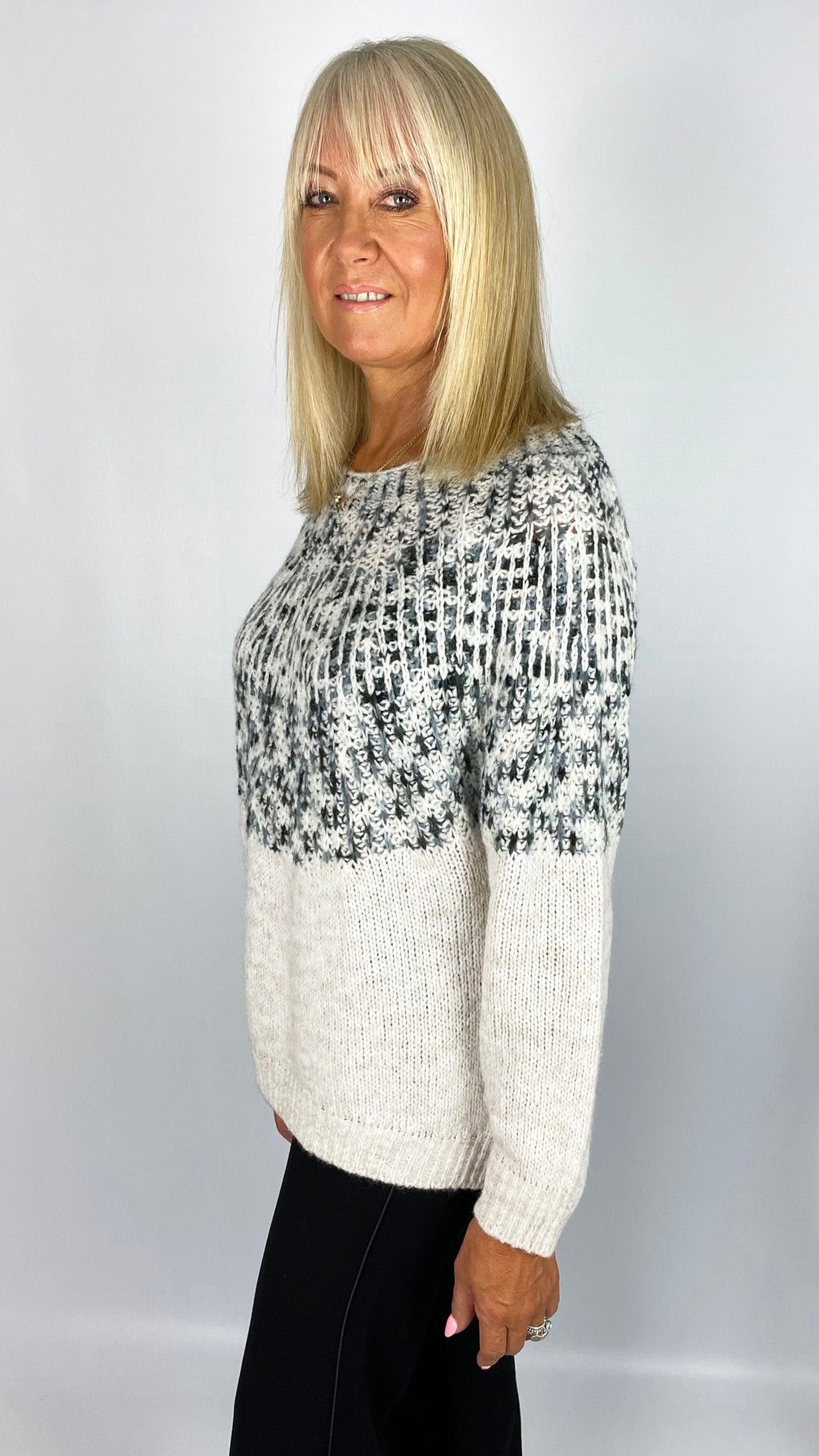 Scandi 2 tone knitted jumper (2 Colours) - last 1s