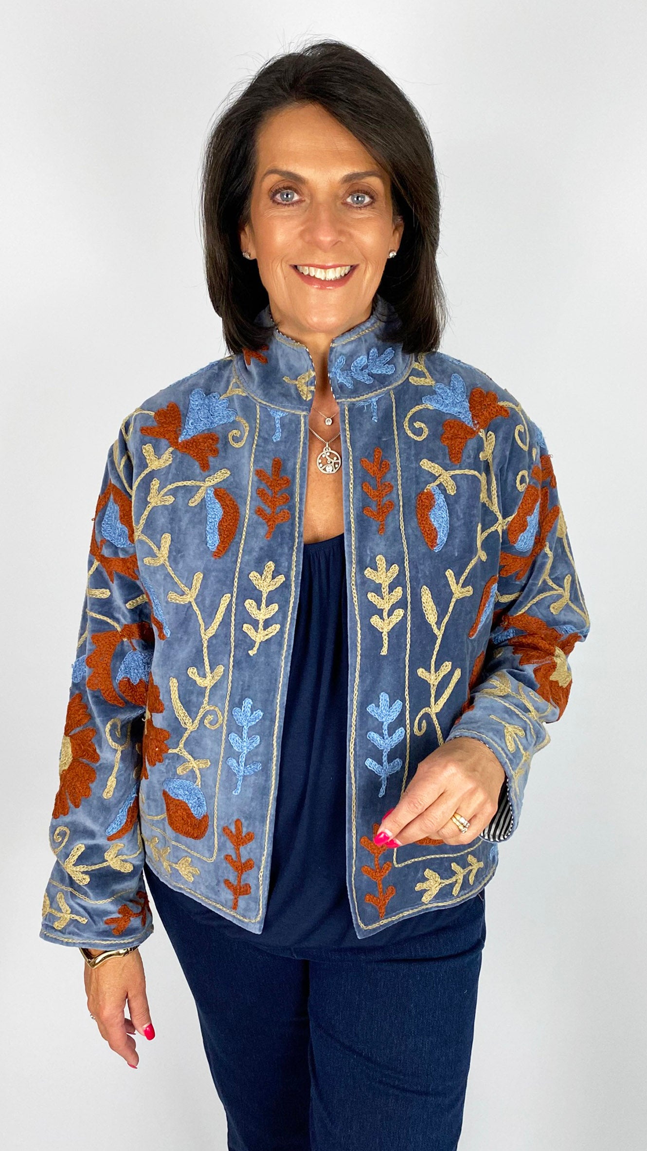 Unique velvet embroidered jacket | 10 Colours