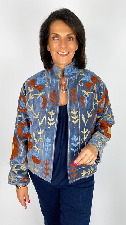 Unique velvet embroidered jacket | 10 Colours