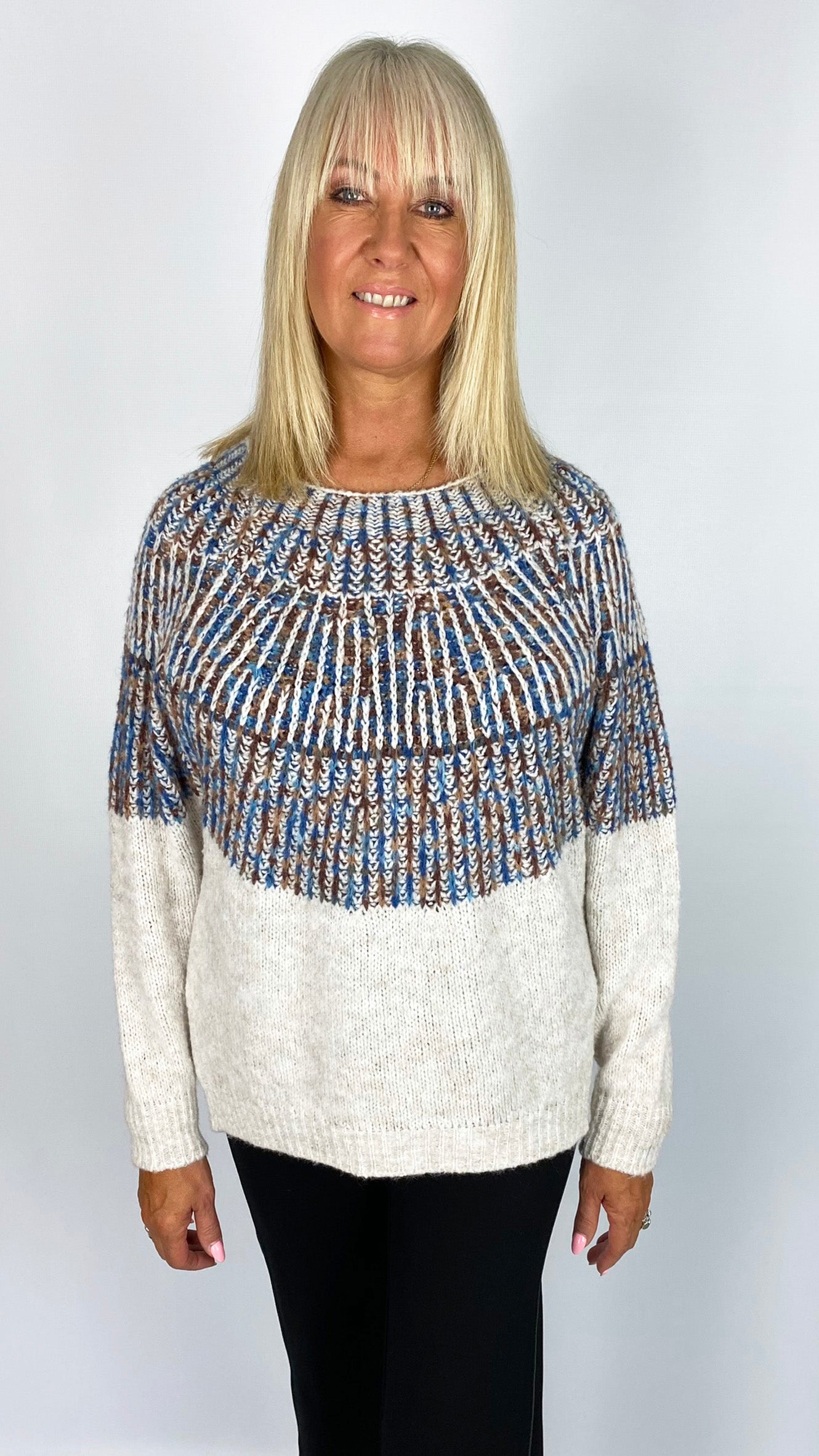 Scandi 2 tone knitted jumper (2 Colours) - last 1s