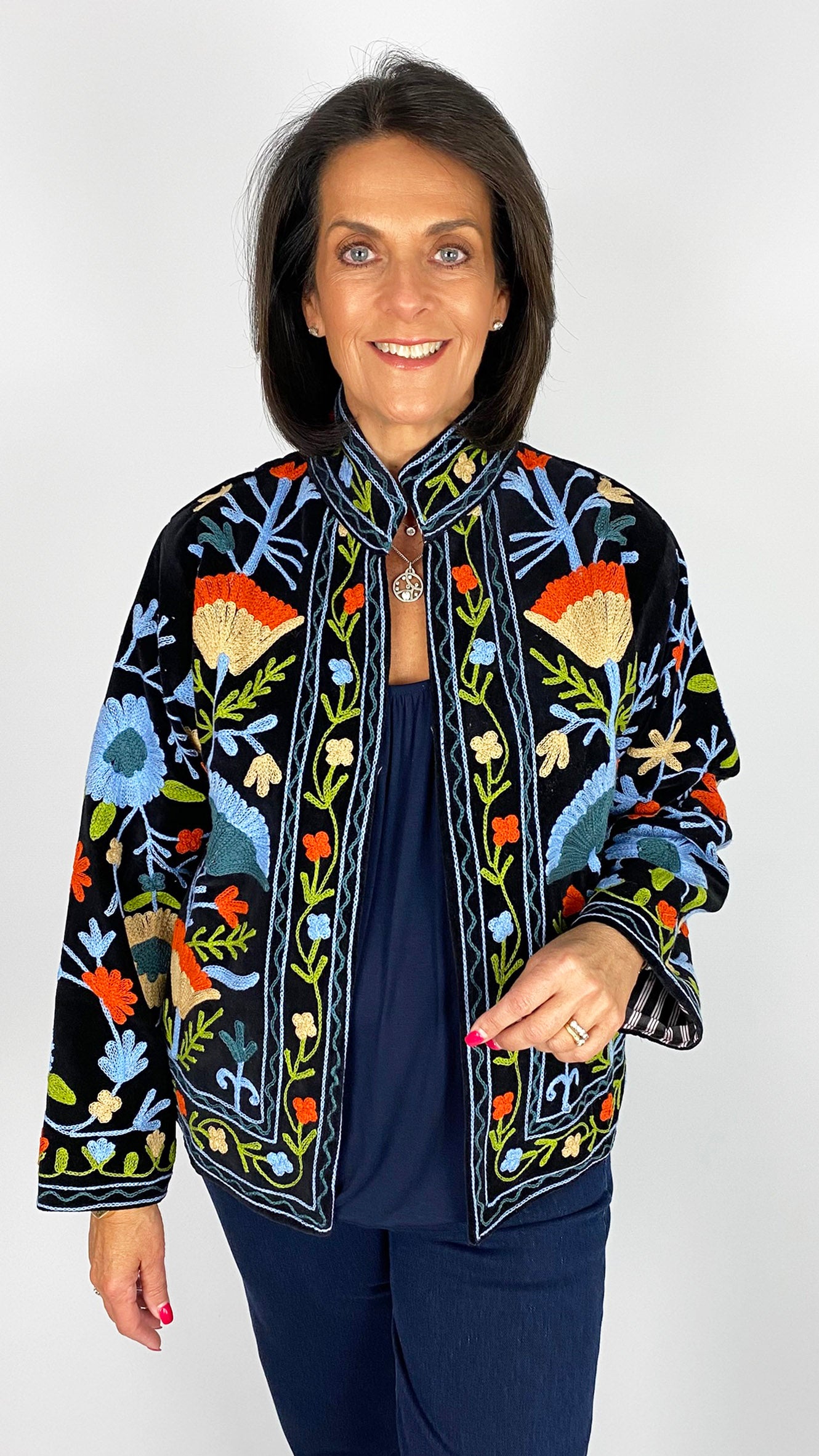 Unique velvet embroidered jacket | 10 Colours